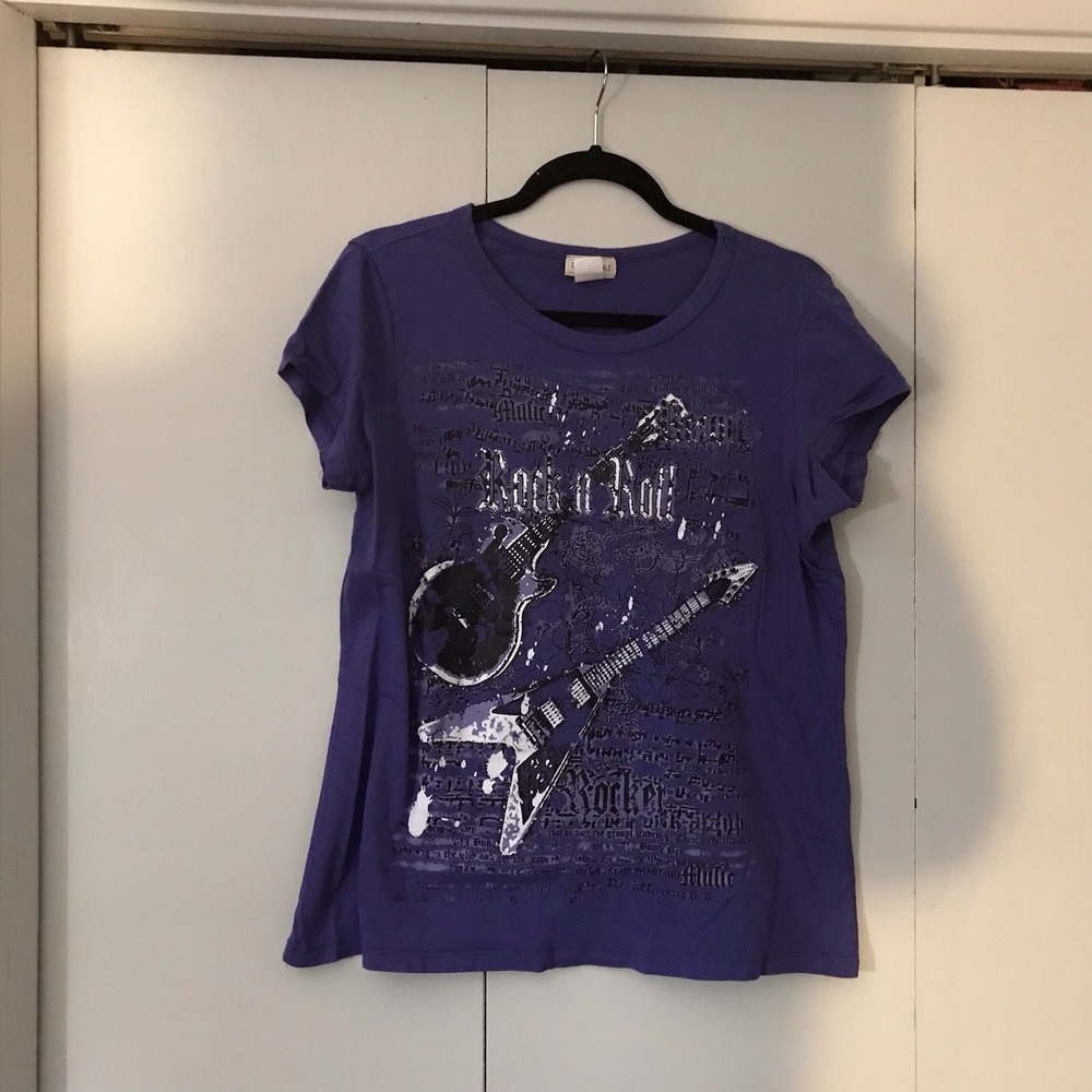 VTG California Girls Rock N Roll  Bedazzled Purple Short Sleeve T Shirt 18 X 23